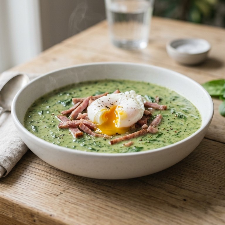 Spinaziesoep met ham en ei recept