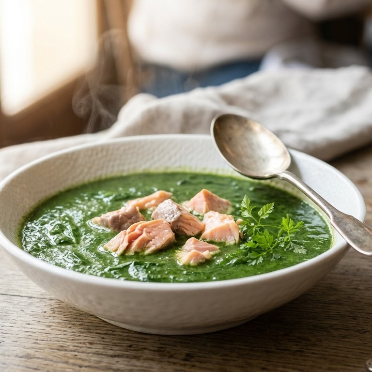 Spinaziesoep met zalm recept