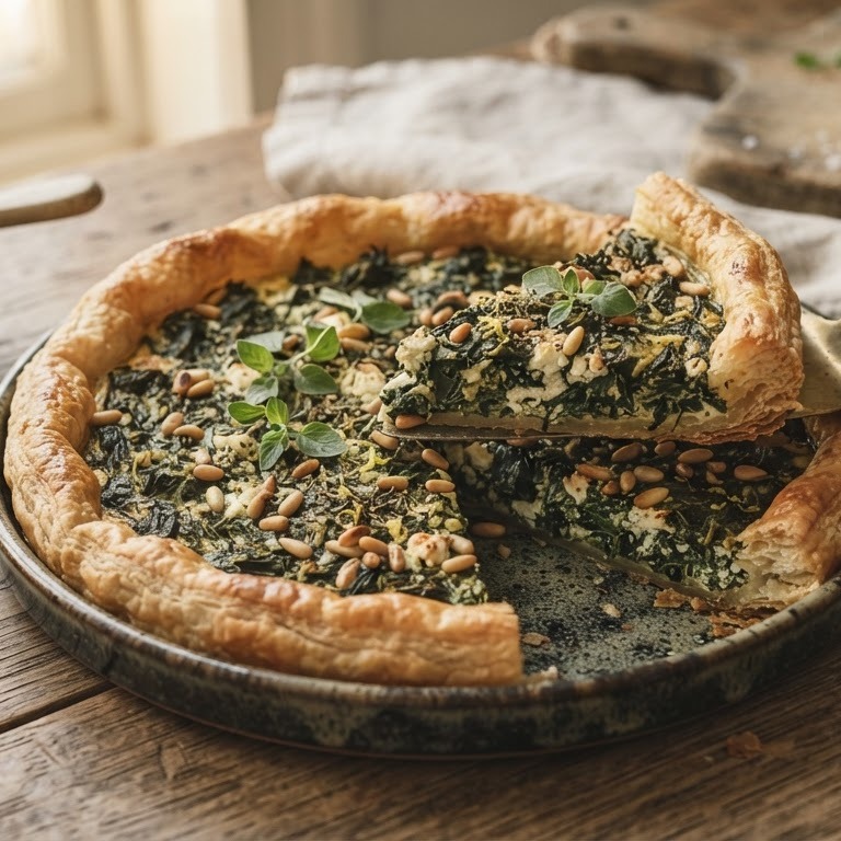 Spinazietaart met feta en pijnboompitten recept
