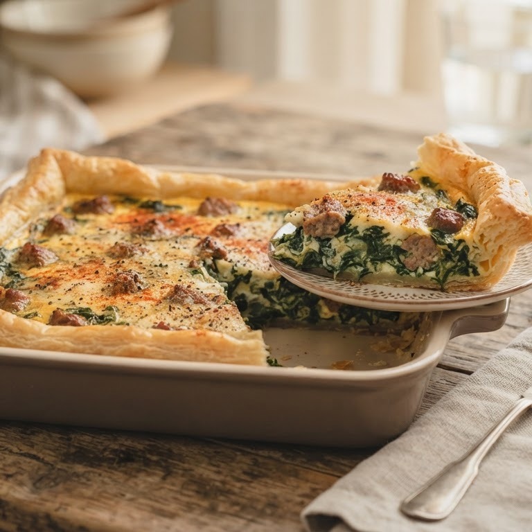 Spinazietaart met worst recept