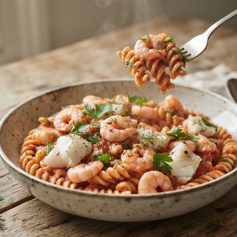 Spirelli met scampi & Victoriabaars recept