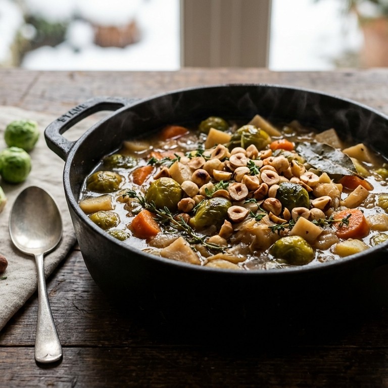 Spruitenstoofpot met hazelnoten recept
