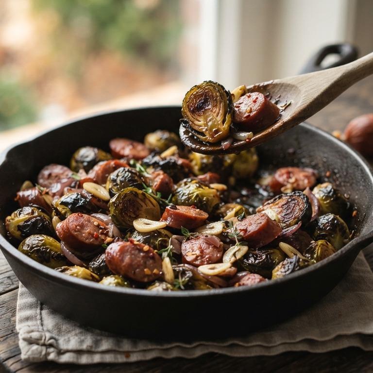 Spruitjes met rookworst en ketjap recept