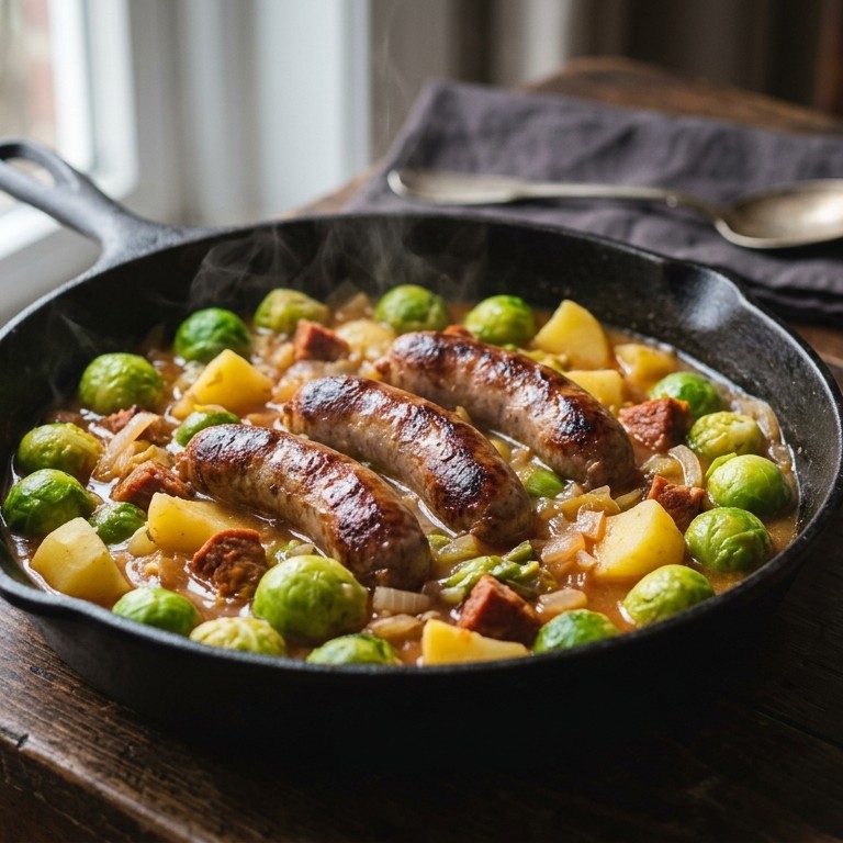 Spruitjes stew met saucijsjes recept