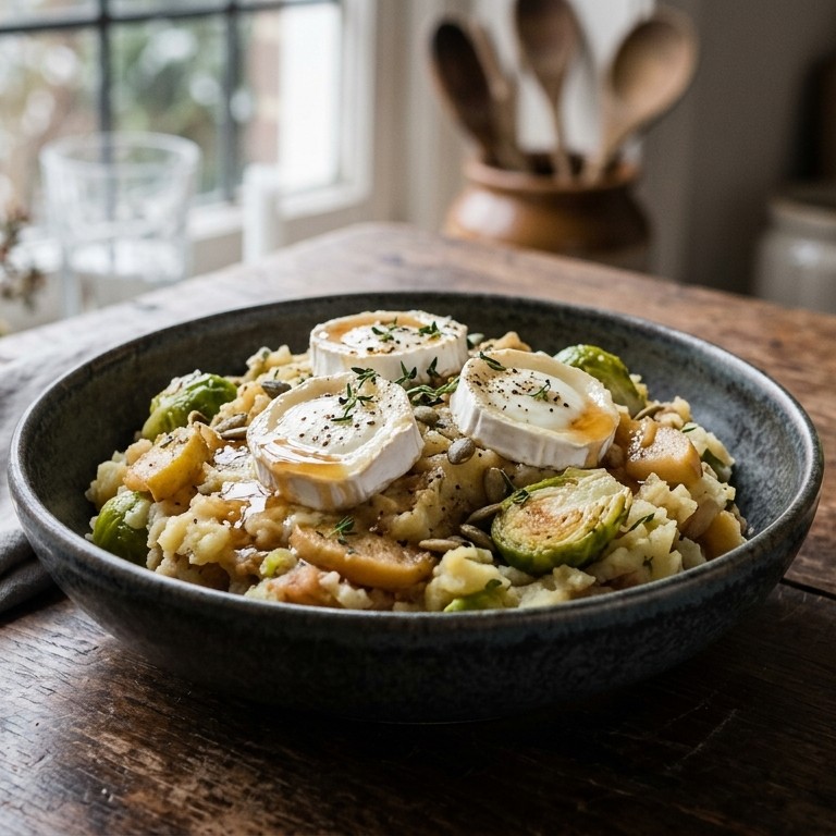 Spruitjesstamppot met gember en geitenkaas recept