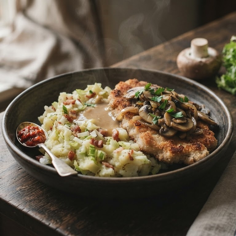Stamppot andijvie met ongepaneerde schnitzel recept