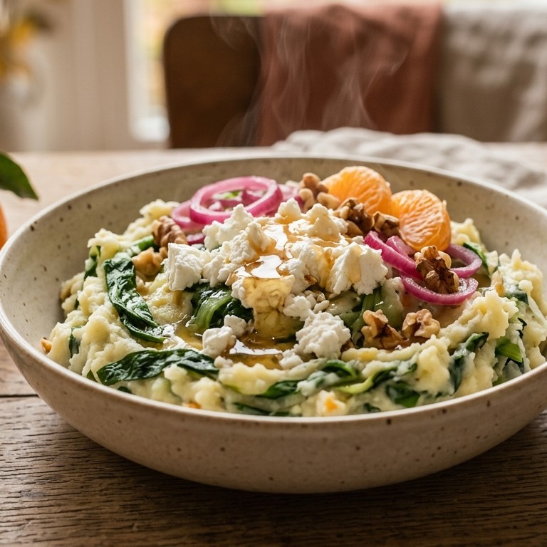Stamppot met paksoi, geitenkaas en honing recept