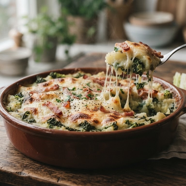 Stamppot met savooienkool, ham en kaas recept