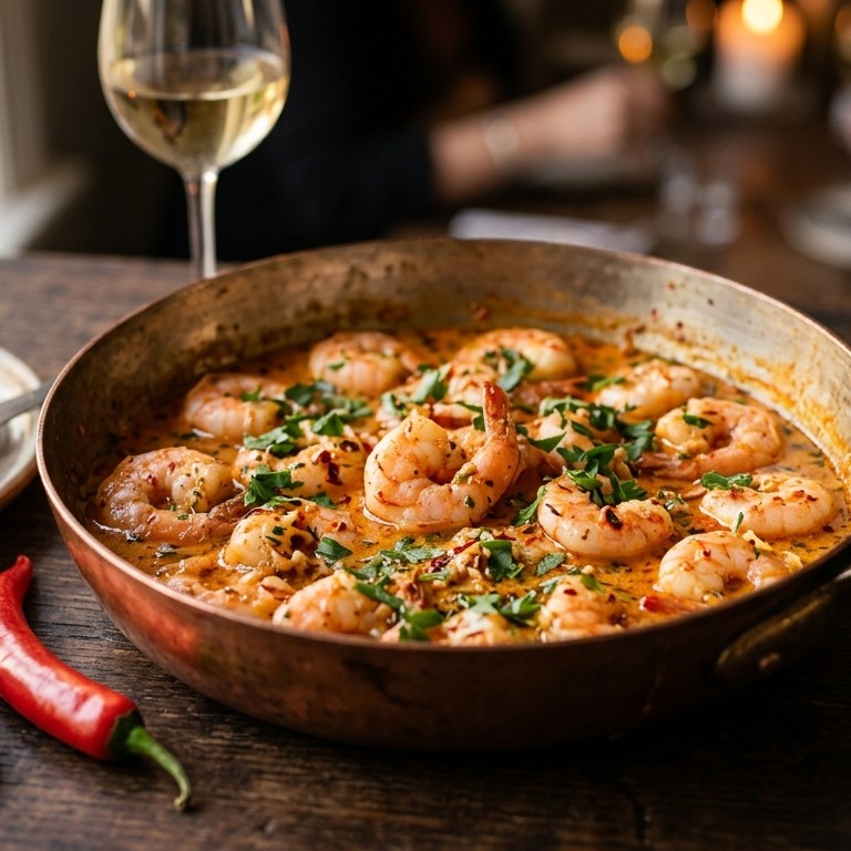 Steurgarnalen in pittige room recept