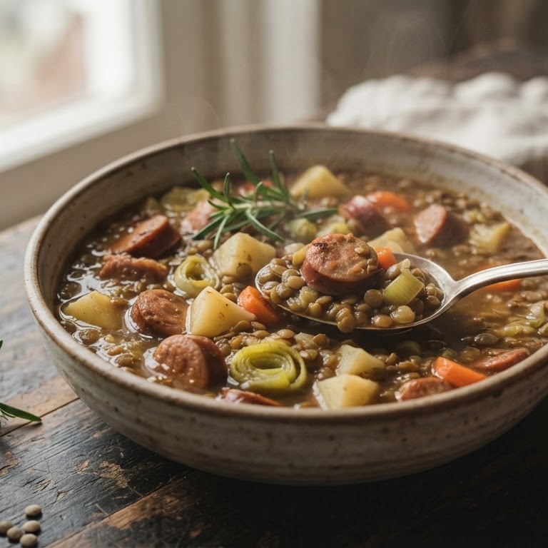 Stevige linzensoep recept