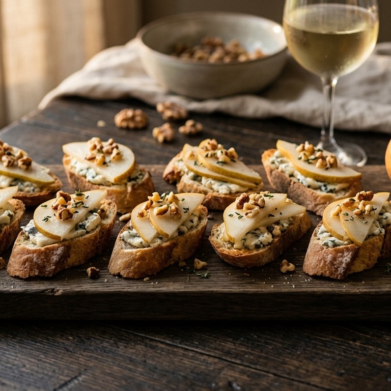 Stokbrood met blauwe kaas en peer recept