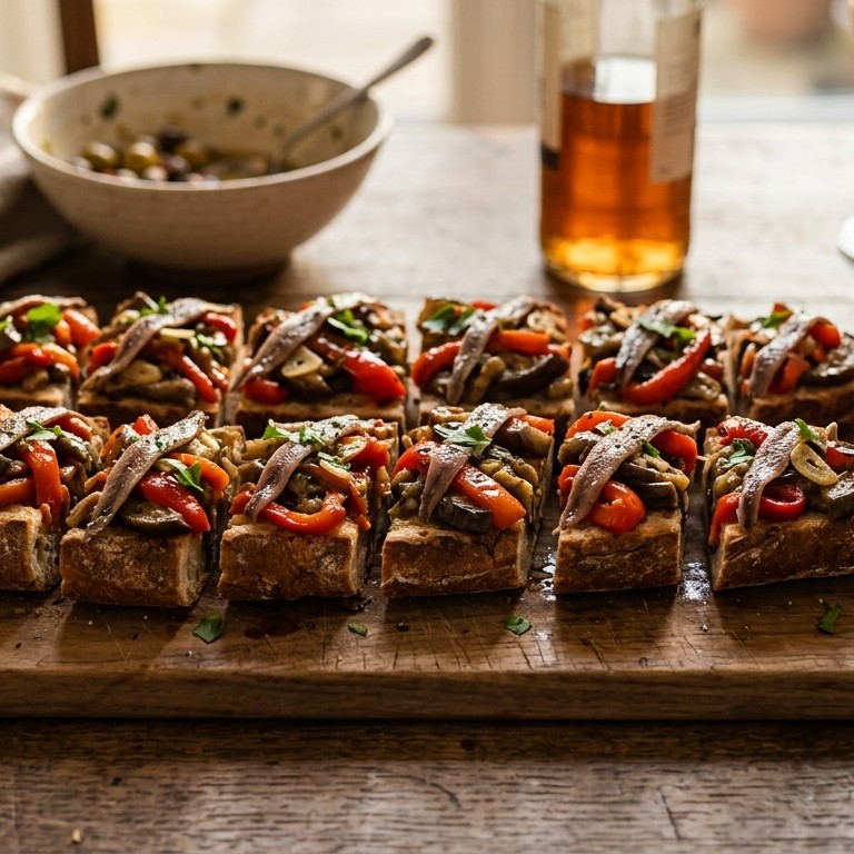 Stokbrood met gemarineerde paprika recept