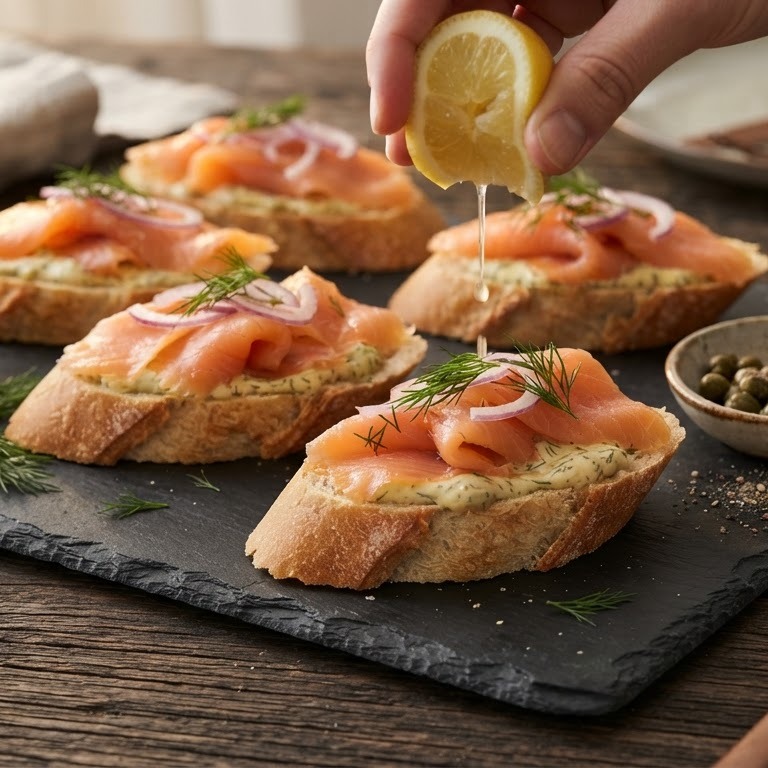Stokbrood met gerookte zalm recept