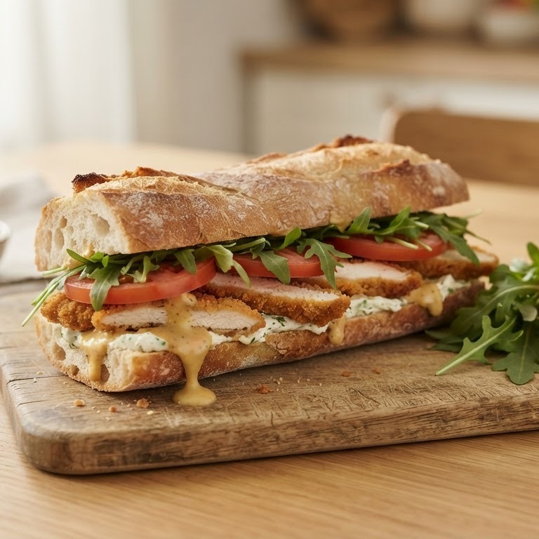 Stokbrood met kip en rucola recept