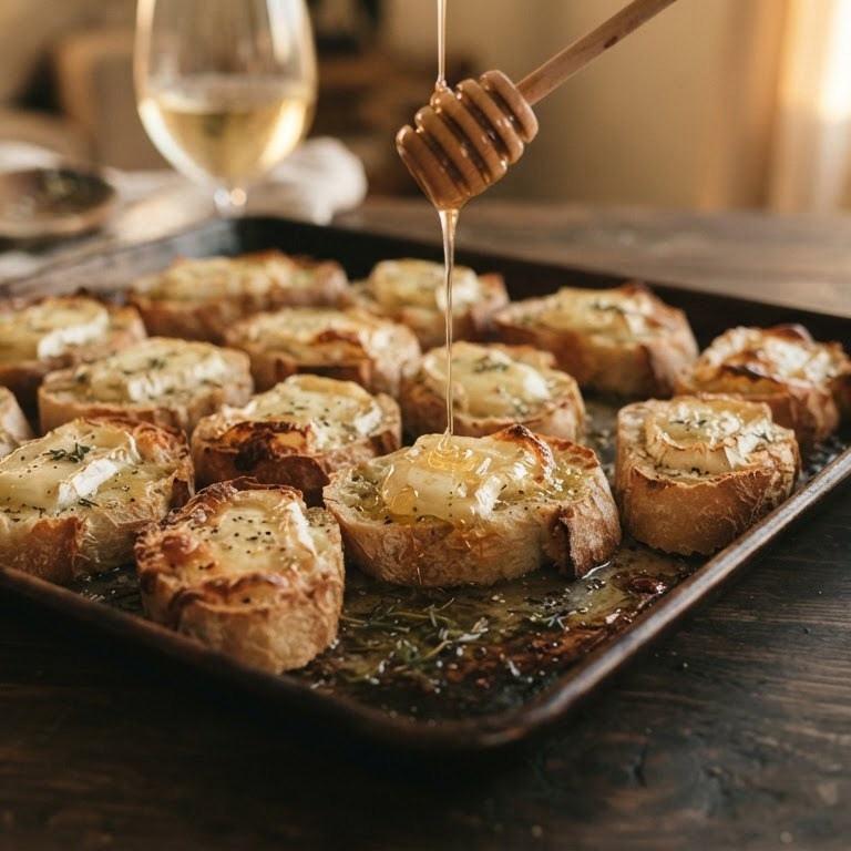 Stokbroodjes met geitenkaas en honing uit de oven recept