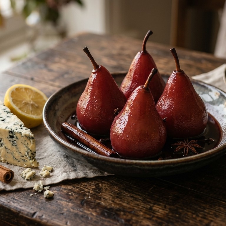 Stoofpeertjes in portsaus met Blue Stilton recept