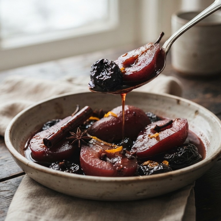 Stoofpeertjes met pruimen recept