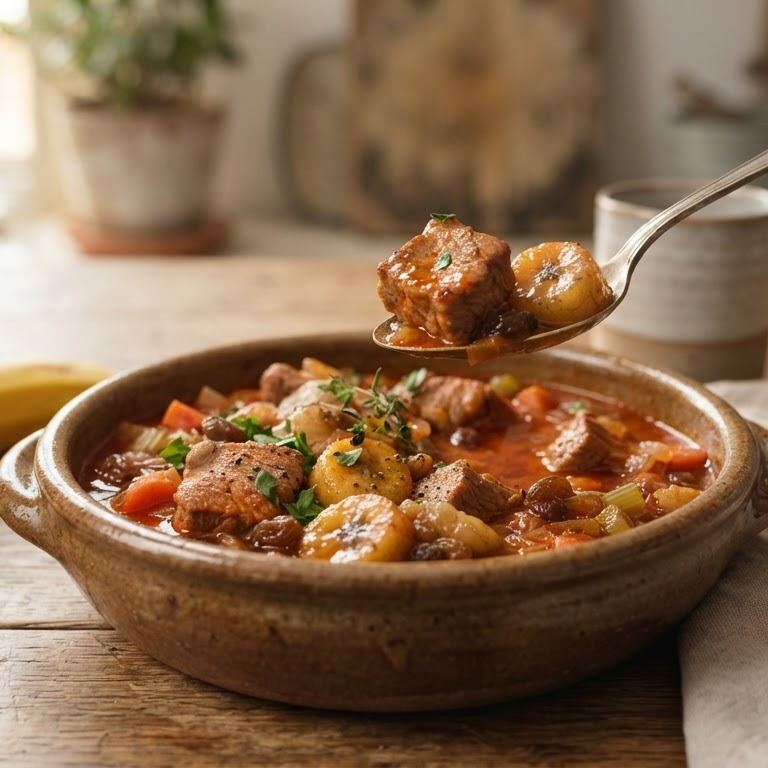 Stoofpot varkensvlees met banaan recept