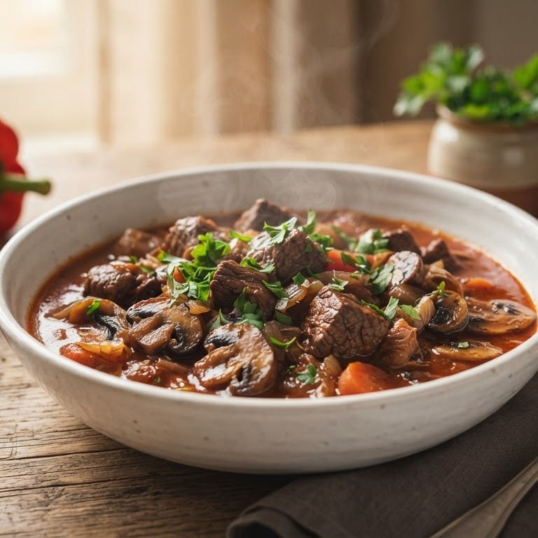Stoofpotje met champignons recept