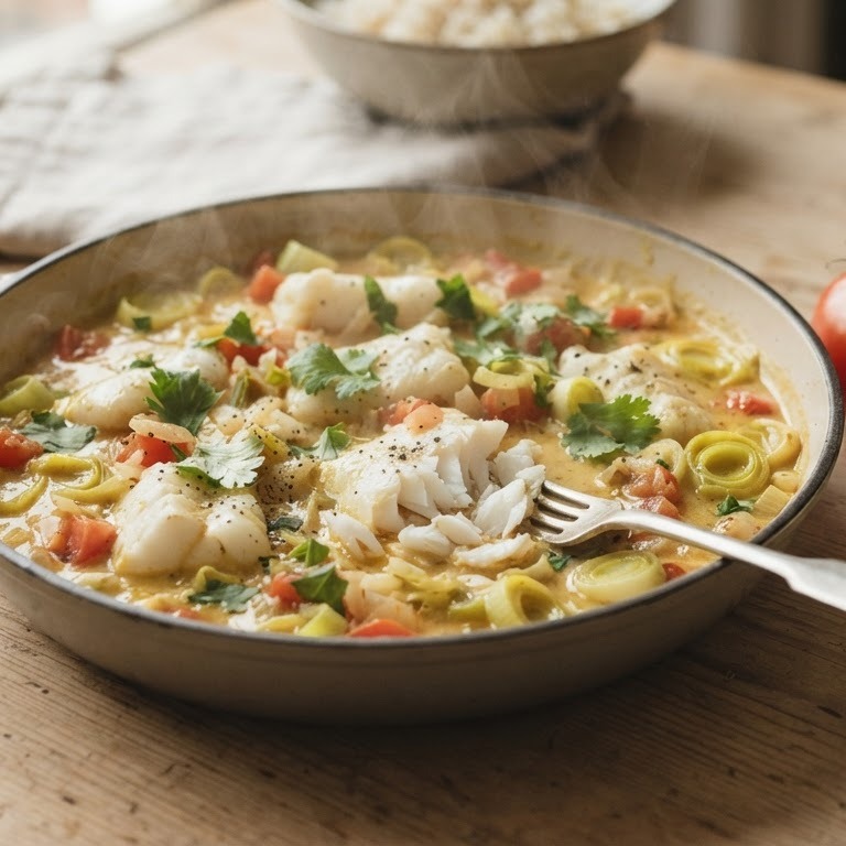 Stoofschotel met koolvis en kerrie recept