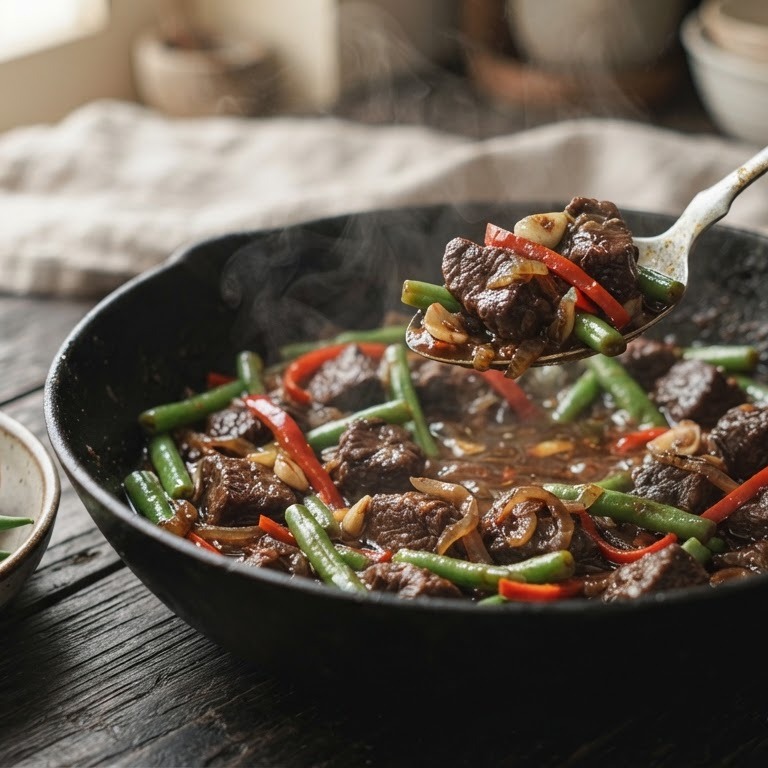 Stoofschotel met rundvlees en sperziebonen recept