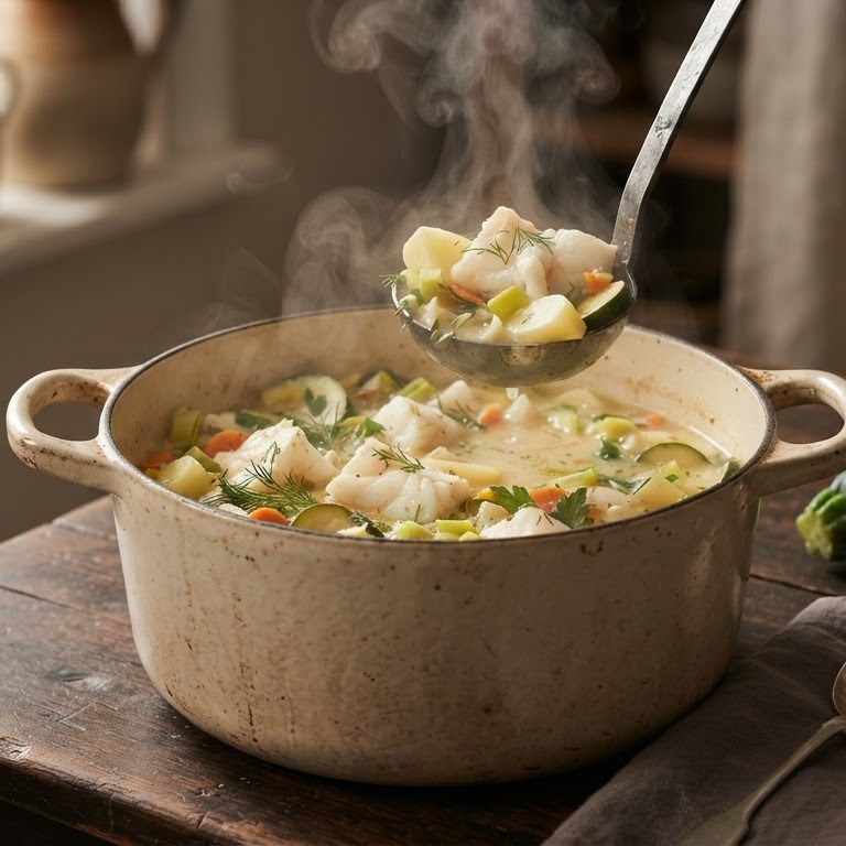 Stoofschotel met vis en courgette recept