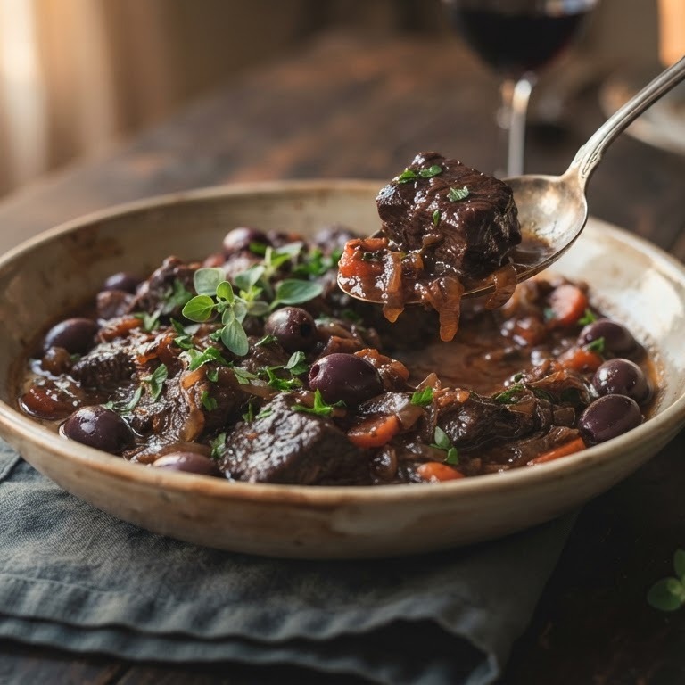 Stoofvlees met kalamata olijven recept