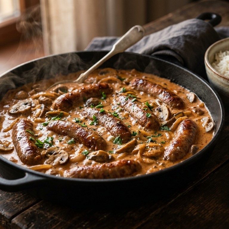 Stroganoff worstjes recept