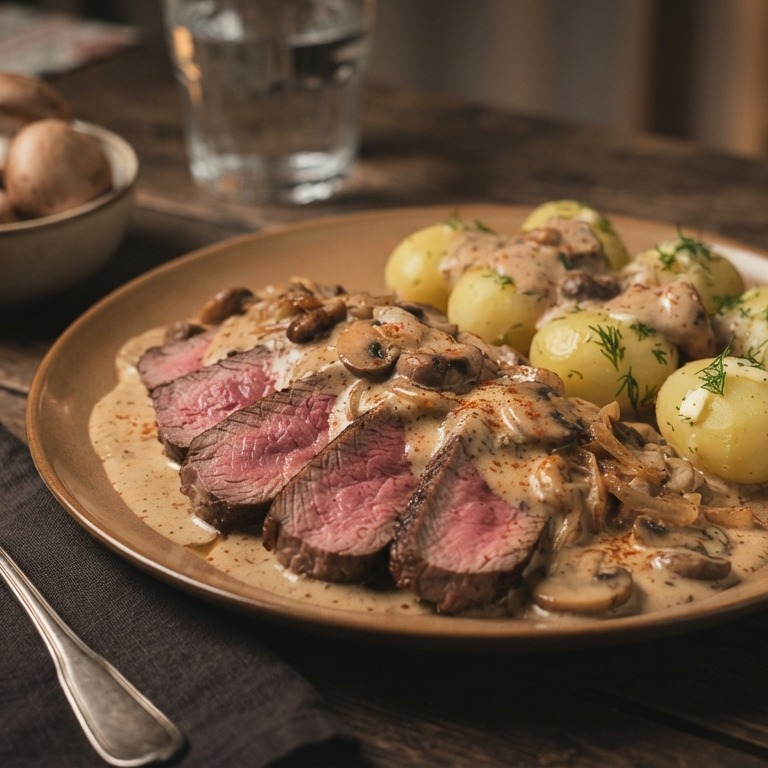 Stroganoffsaus met steak recept