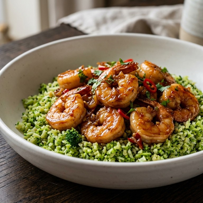 Suiker gamba´s met broccoli rijst recept