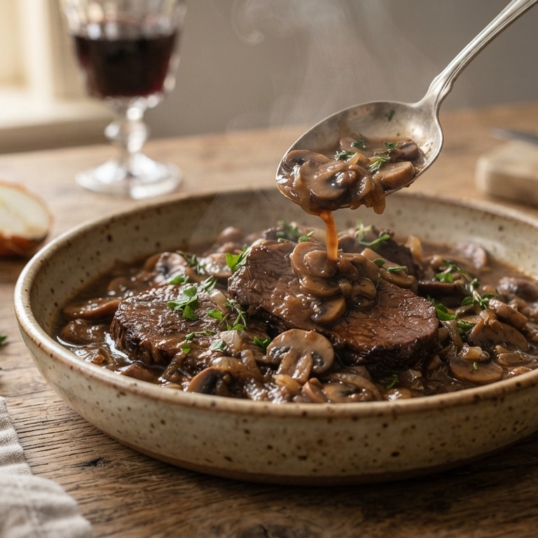 Sukadelappen met champignonsaus recept