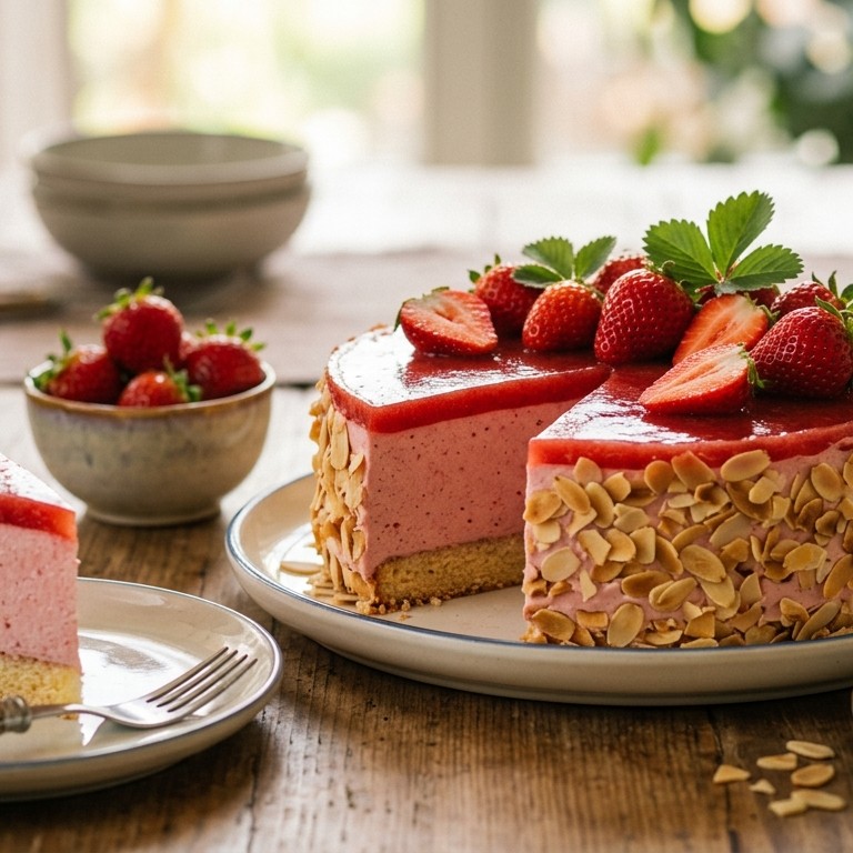 Taart Aardbeien met Amandelrand recept