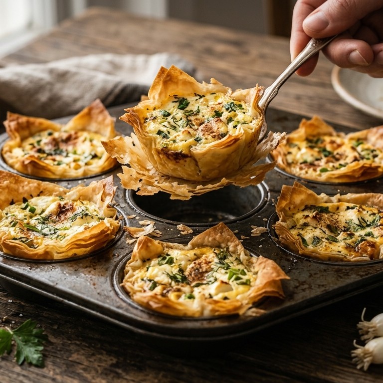 Taartjes met feta en knoflook recept