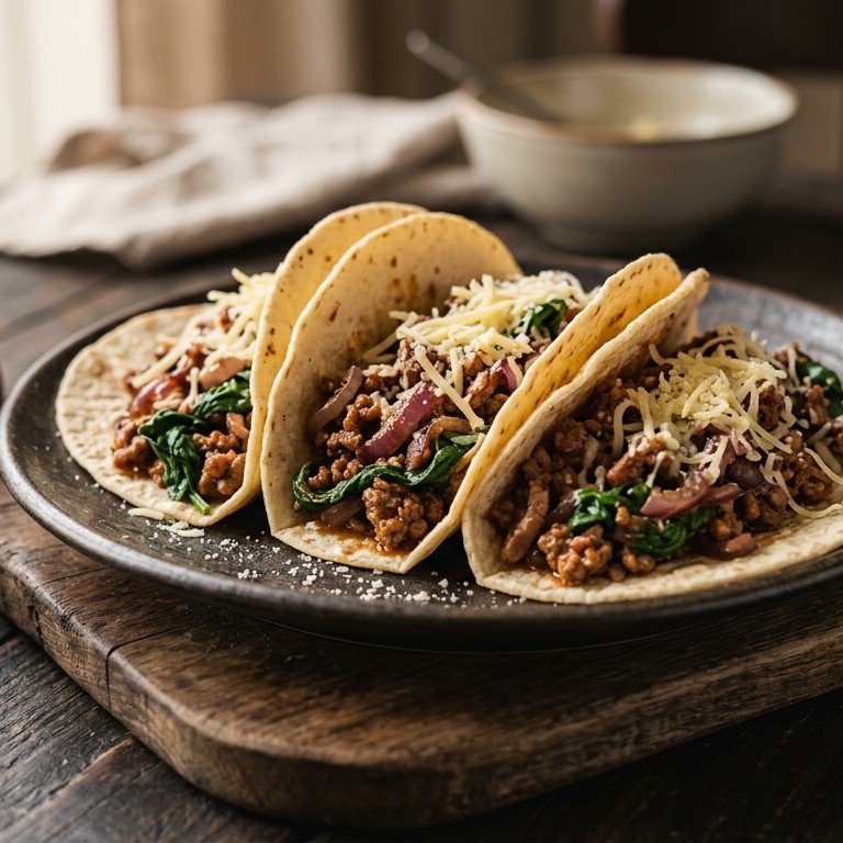 Taco's met gehakt en spinazie recept