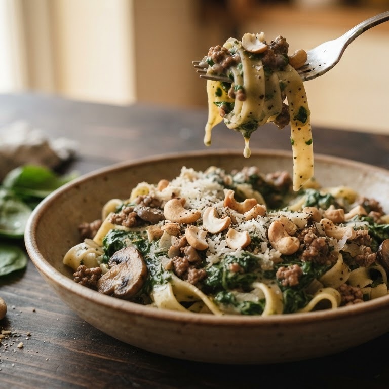 Tagiatelle met spinazie a la creme recept