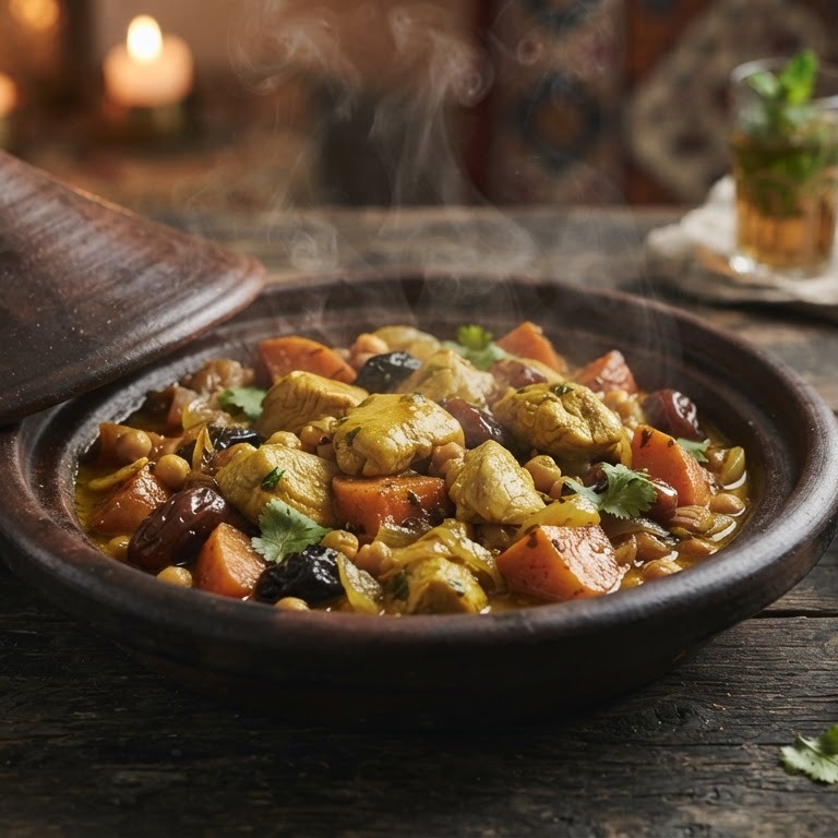 Tagine van kalkoen met zoete aardappelen recept