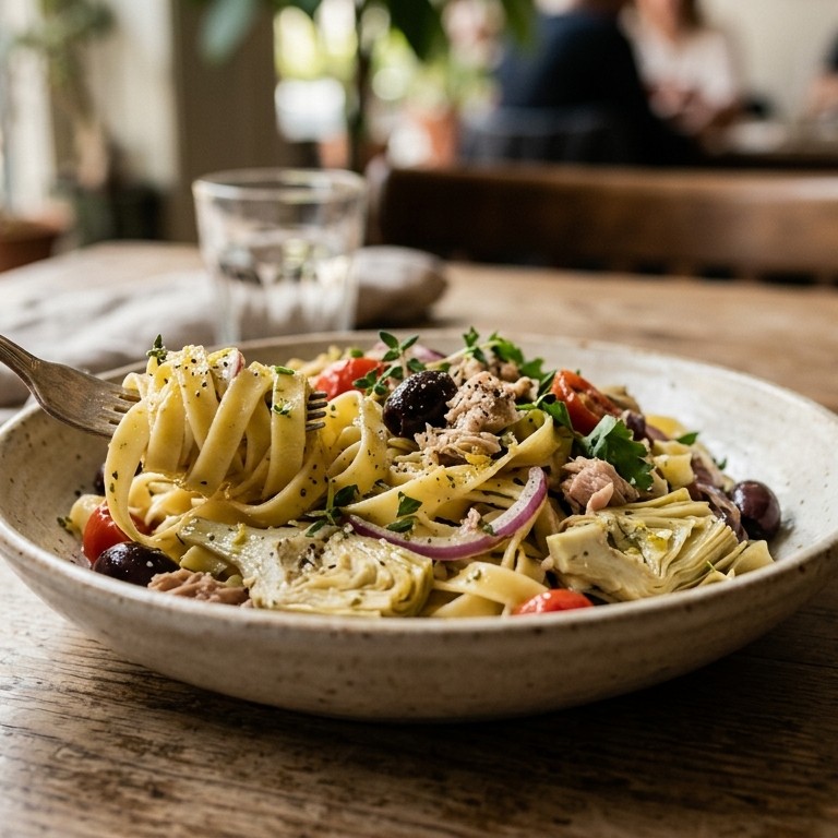 Tagliatelle met artisjok en olijven recept