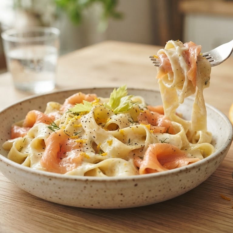 Tagliatelle met gerookte zalm recept