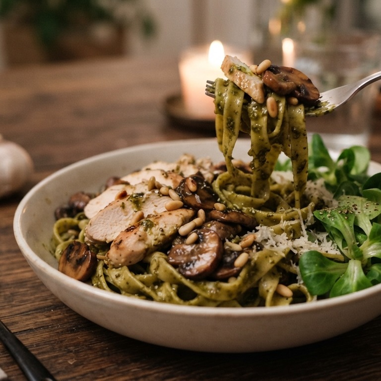 Tagliatelle met kip en pesto recept