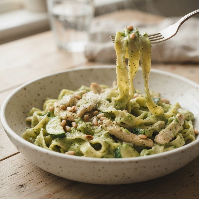 Tagliatelle met kip in pesto roomsaus recept