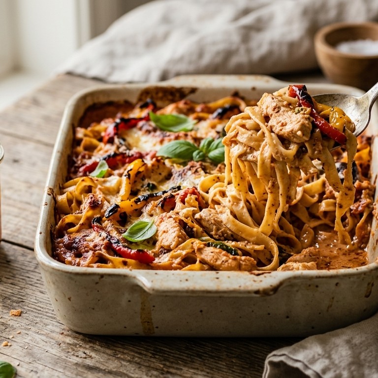 Tagliatelle met kip uit de oven recept