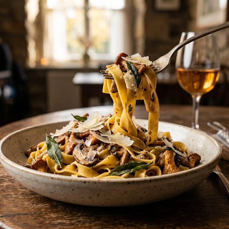Tagliatelle met paddenstoelen en salie recept