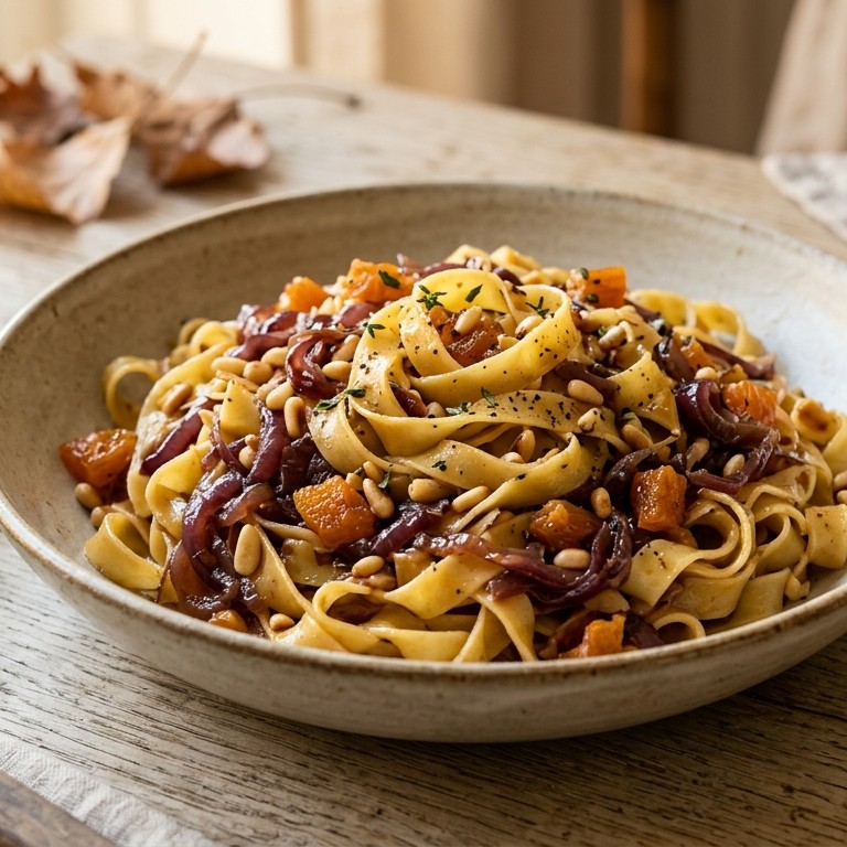 Tagliatelle met rode ui en abrikozenjam recept