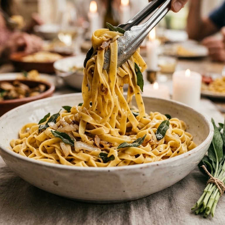 Tagliatelle met salieboter voor Italiaans buffet recept