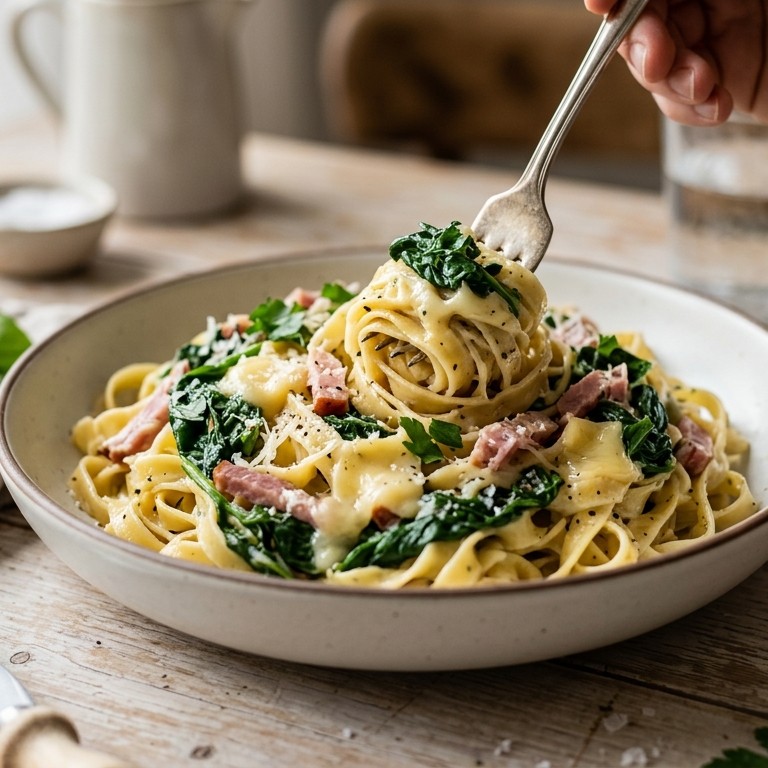 Tagliatelle met spinazie en kaas recept
