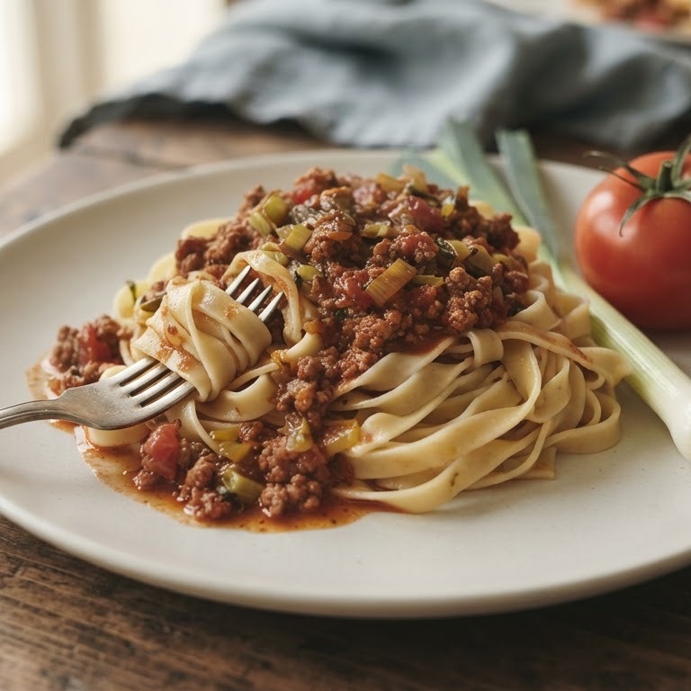 Tagliatelle met tomaten-gehaktsaus recept