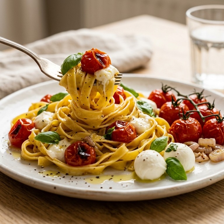 Tagliatelle met trostomaatjes recept