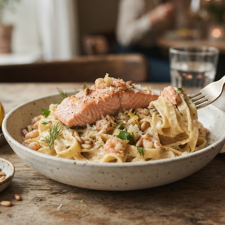 Tagliatelle met zalmmoot en rivierkreeftjes recept