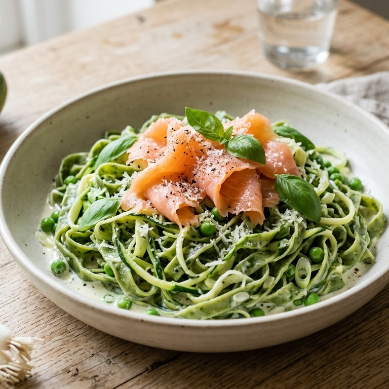Tagliatelle verde met gerookte zalm recept