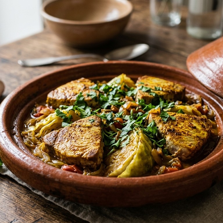Tajine tonijnmoten met groene kool recept